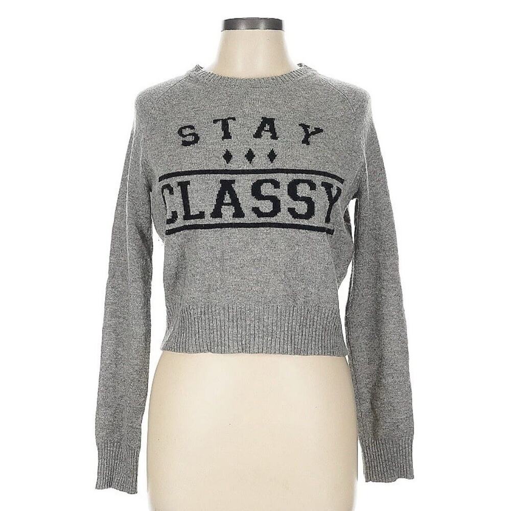 Zoe Karssen Gray Cashmere Stay Glassy Sweater Top Shirt Size Large